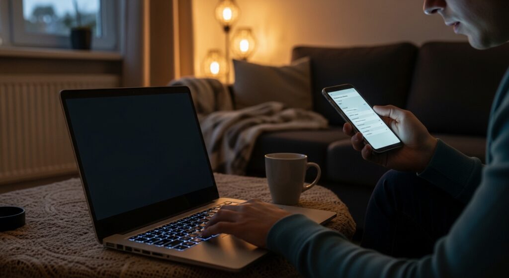 リビングでノートパソコンの画面がつかないので再起動