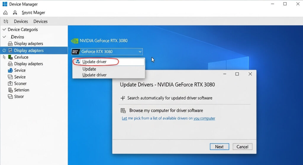 デバイスマネージャーからドライバーを更新