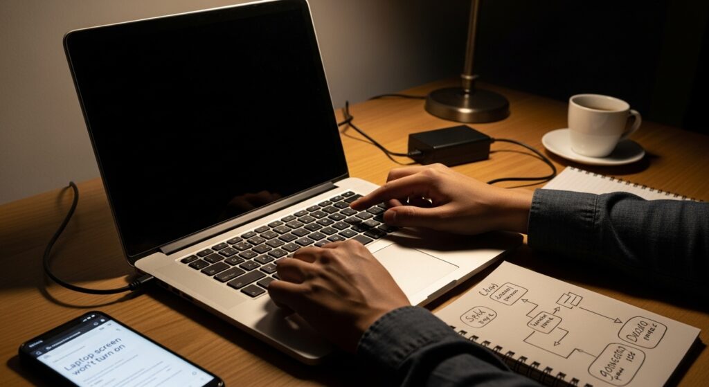 ノートパソコンの画面がつかない時の初期チェック