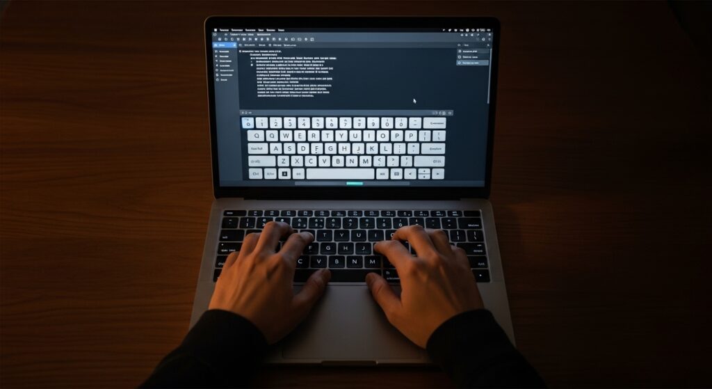 notePCの画面にスクリーンキーボード