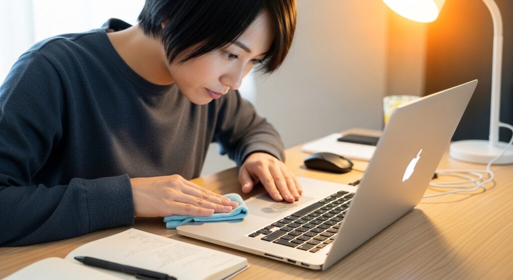 タッチパッド周辺の手垢を除去